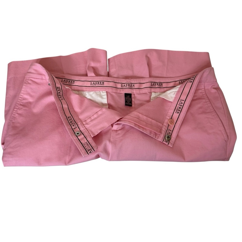 Lauren Ralph Lauren Women's 14P Pink Chino Shorts Slit Pockets Flat Front - Picture 7 of 7
